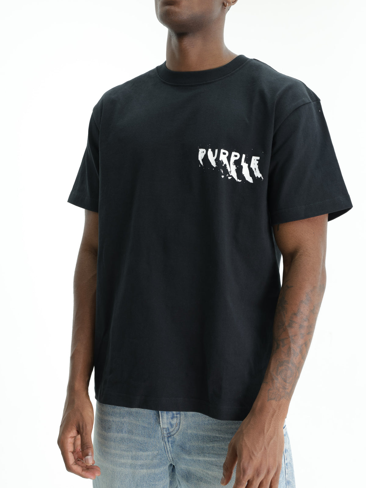 Purple T-Shirt Painted Wordmark Black