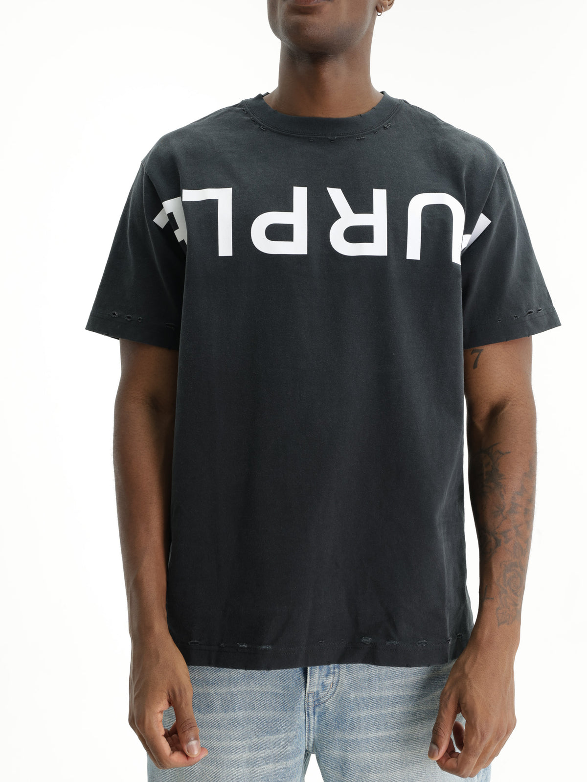 Purple T-Shirt Heavyweight Jersey Black