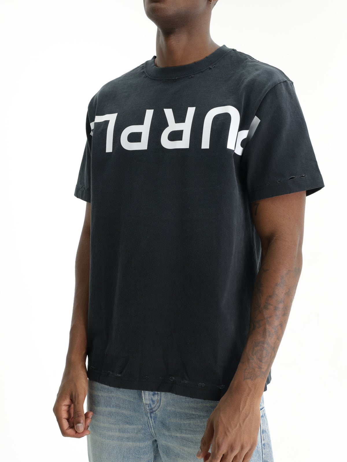 Purple T-Shirt Heavyweight Jersey Black
