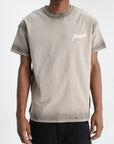 Purple T-Shirt Working Script Khaki