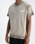 Purple T-Shirt Working Script Khaki