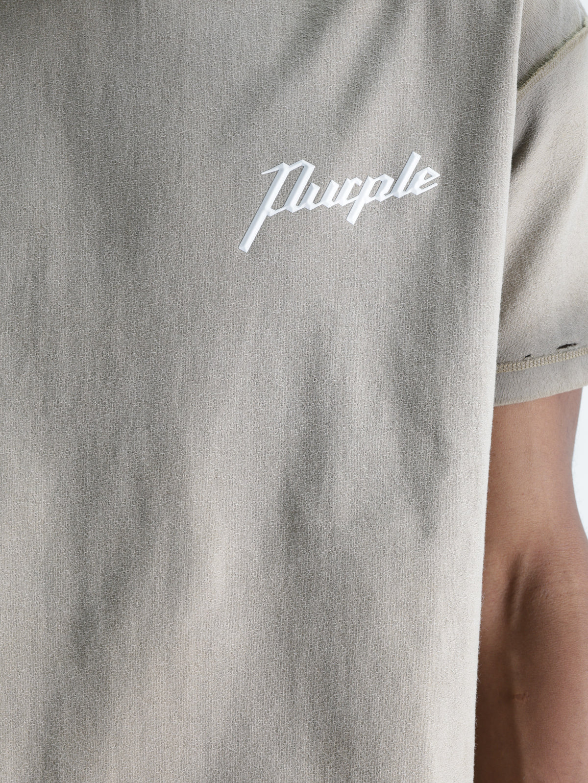 Purple T-Shirt Working Script Khaki