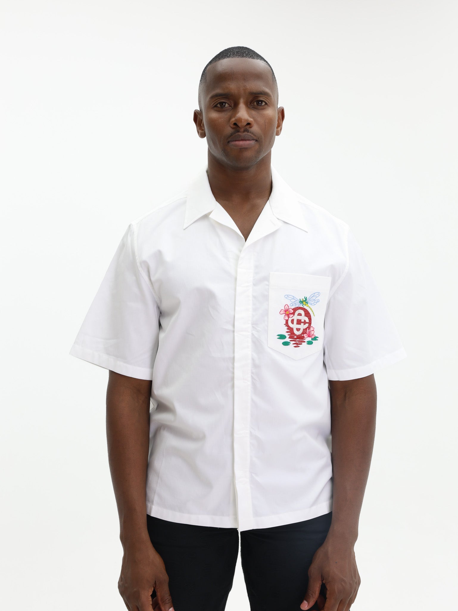 Casablanca Shirt Embroidered Mono Ss Cuban Collar Dragonfly Floral-AL Capone Premium