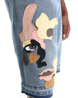 Kidsuper Shorts Face Patchwork Baggy Light Wash