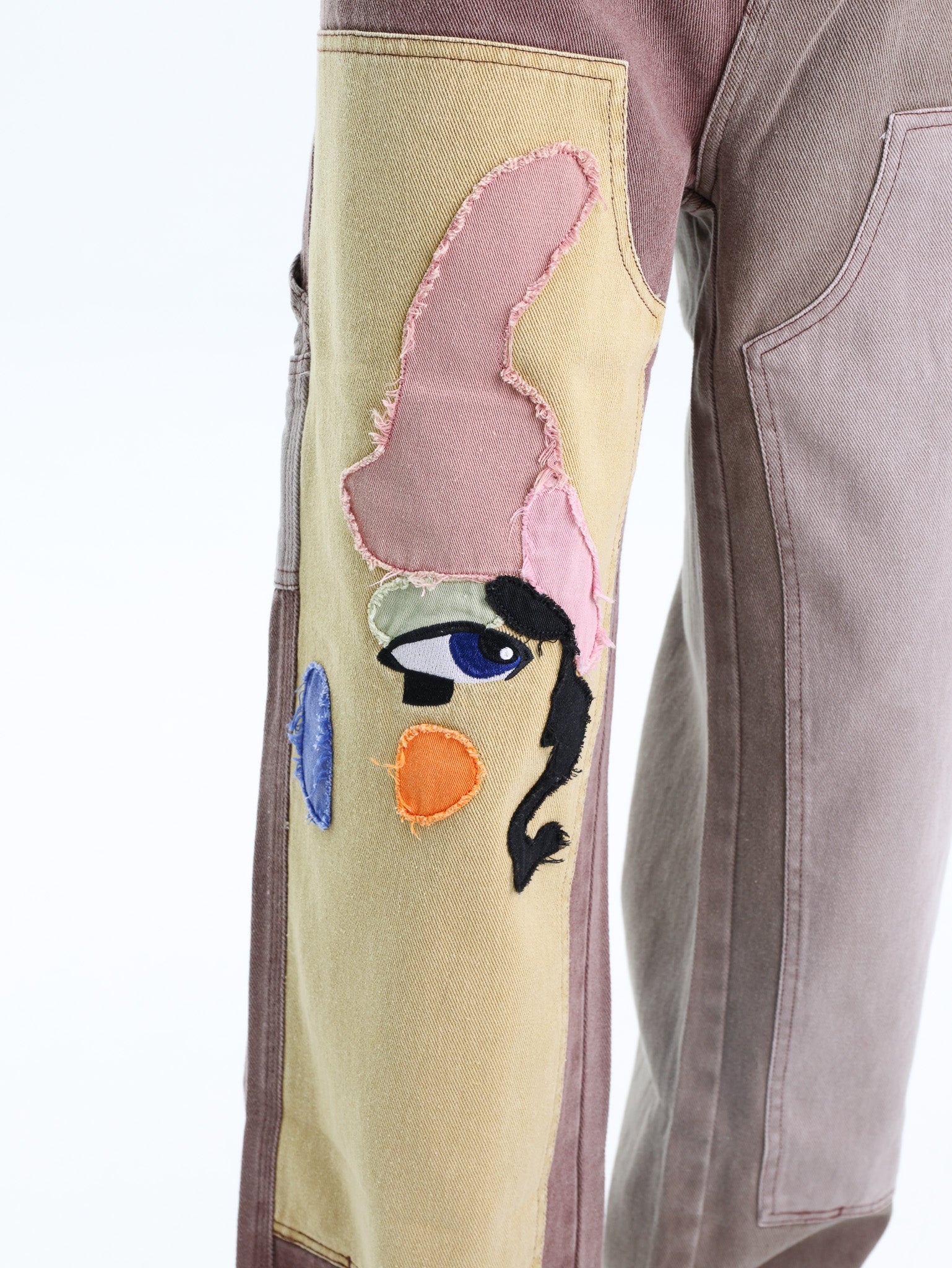 Kidsuper Pants Patchwork Face Double Knee Brown - AL Capone Premium