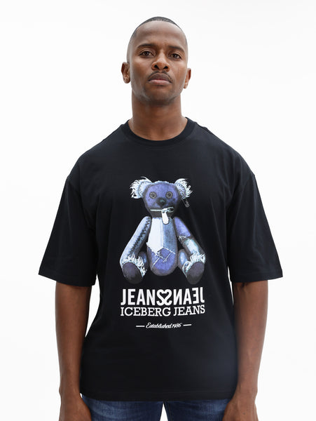 Iceberg T-Shirt Teddy Bear Print Black - AL Capone Premium