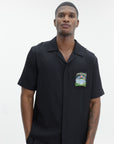 Casablanca Monogram Jacquard Volcano Short Sleeve Shirt Black