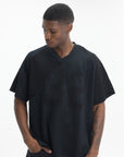 Arte T-Shirt Baseball Print V-Neck Black
