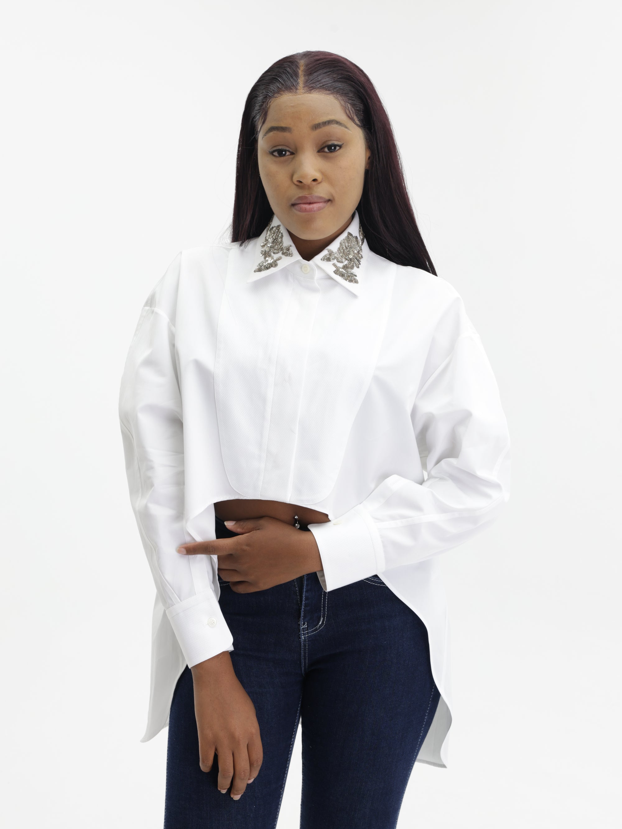 Givenchy Shirt Slv Sequins Collar  White