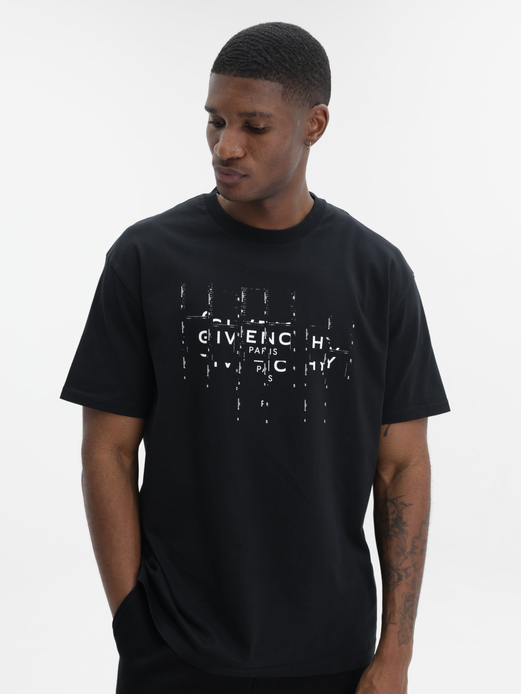 Givenchy T-Shirt White Print Logo Black