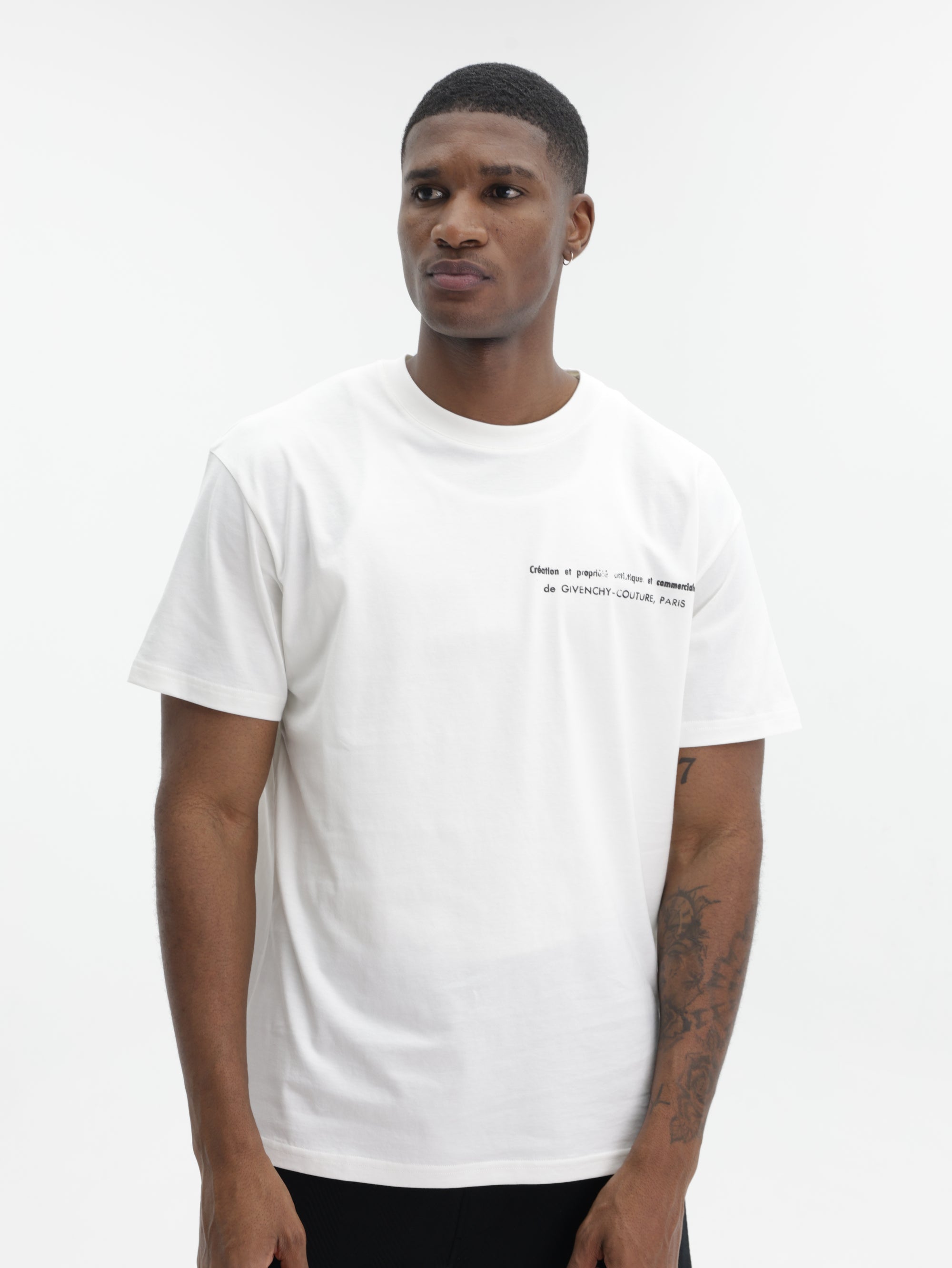 Givenchy T-Shirt Black Print Chest Crew Ivory