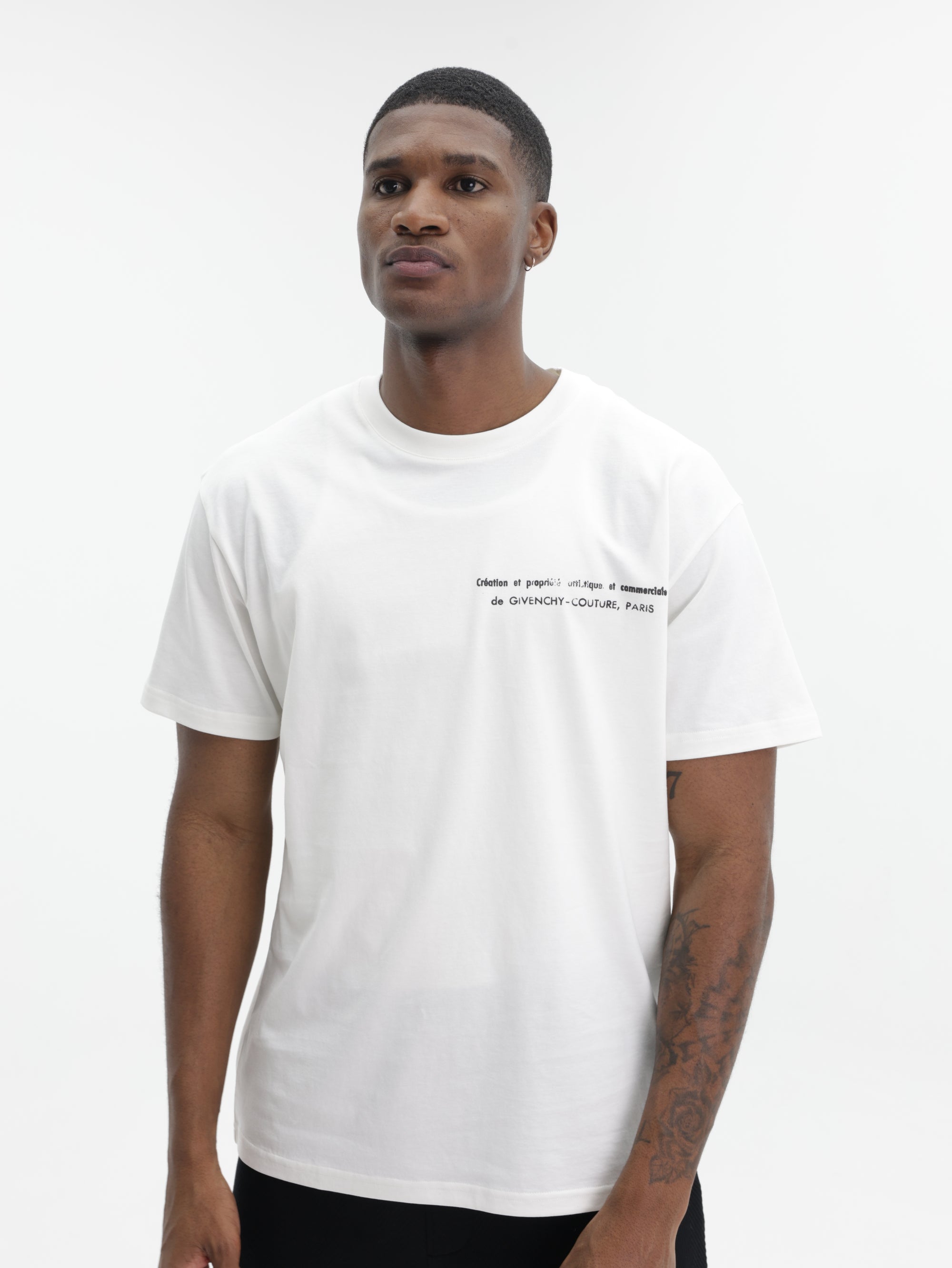 Givenchy T-Shirt Black Print Chest Crew Ivory