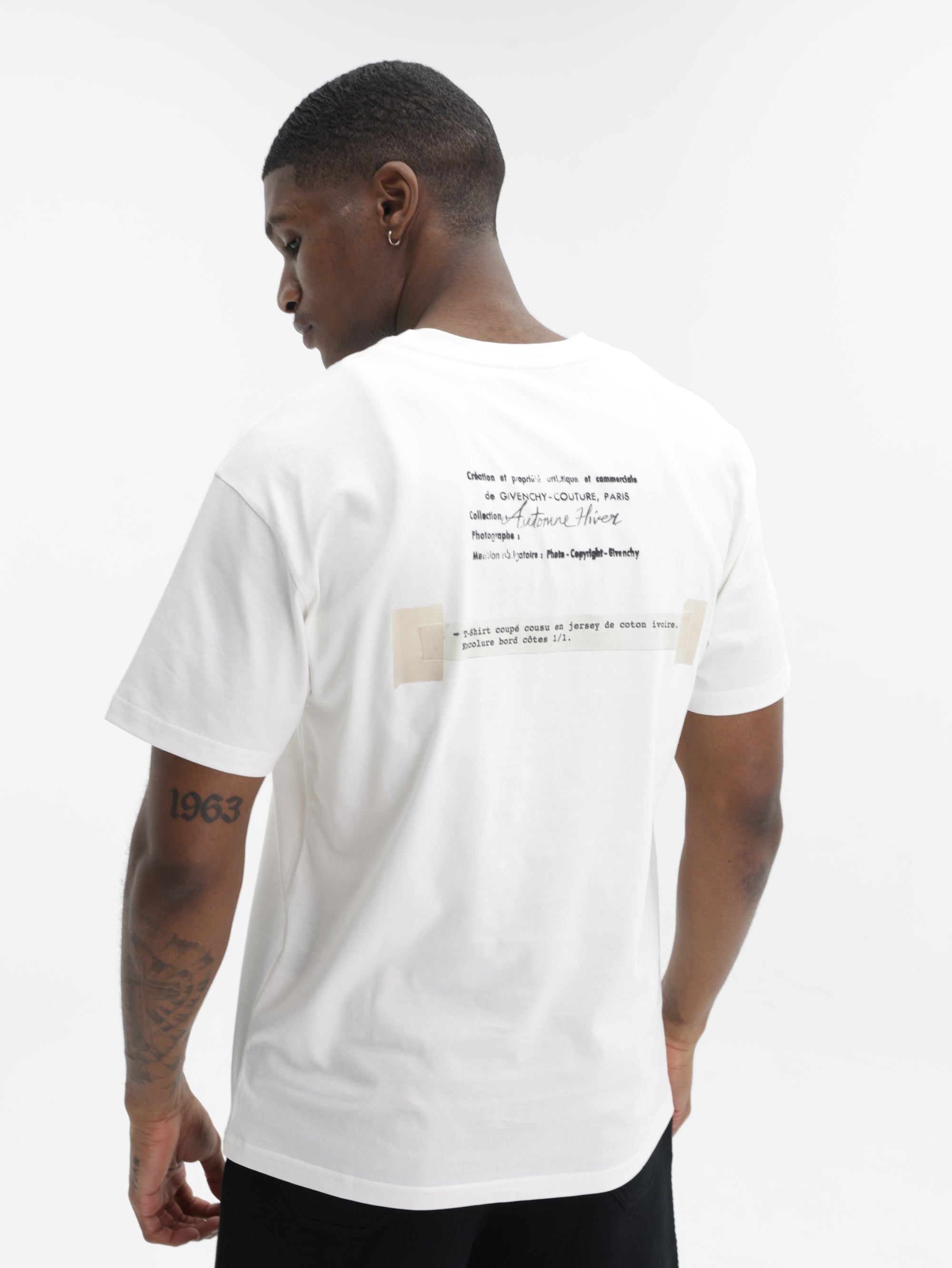 Givenchy T-Shirt Black Print Chest Crew Ivory