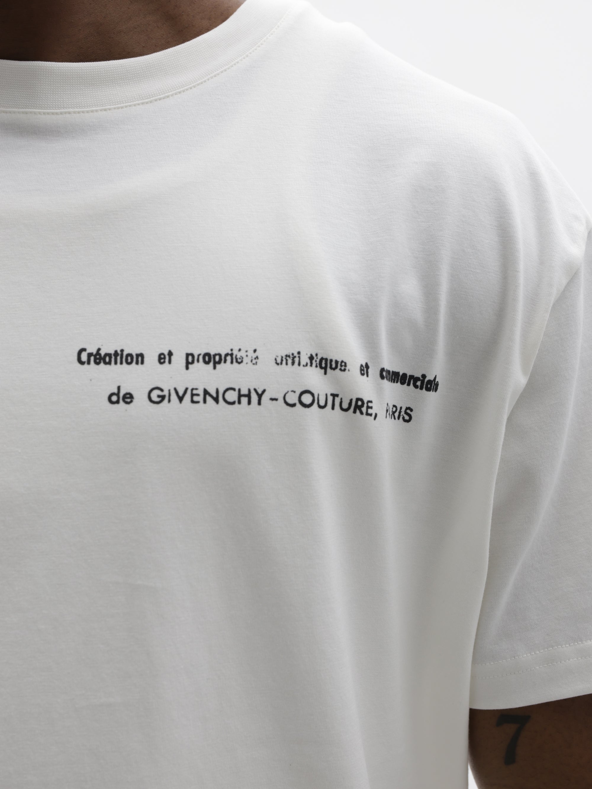 Givenchy T-Shirt Black Print Chest Crew Ivory