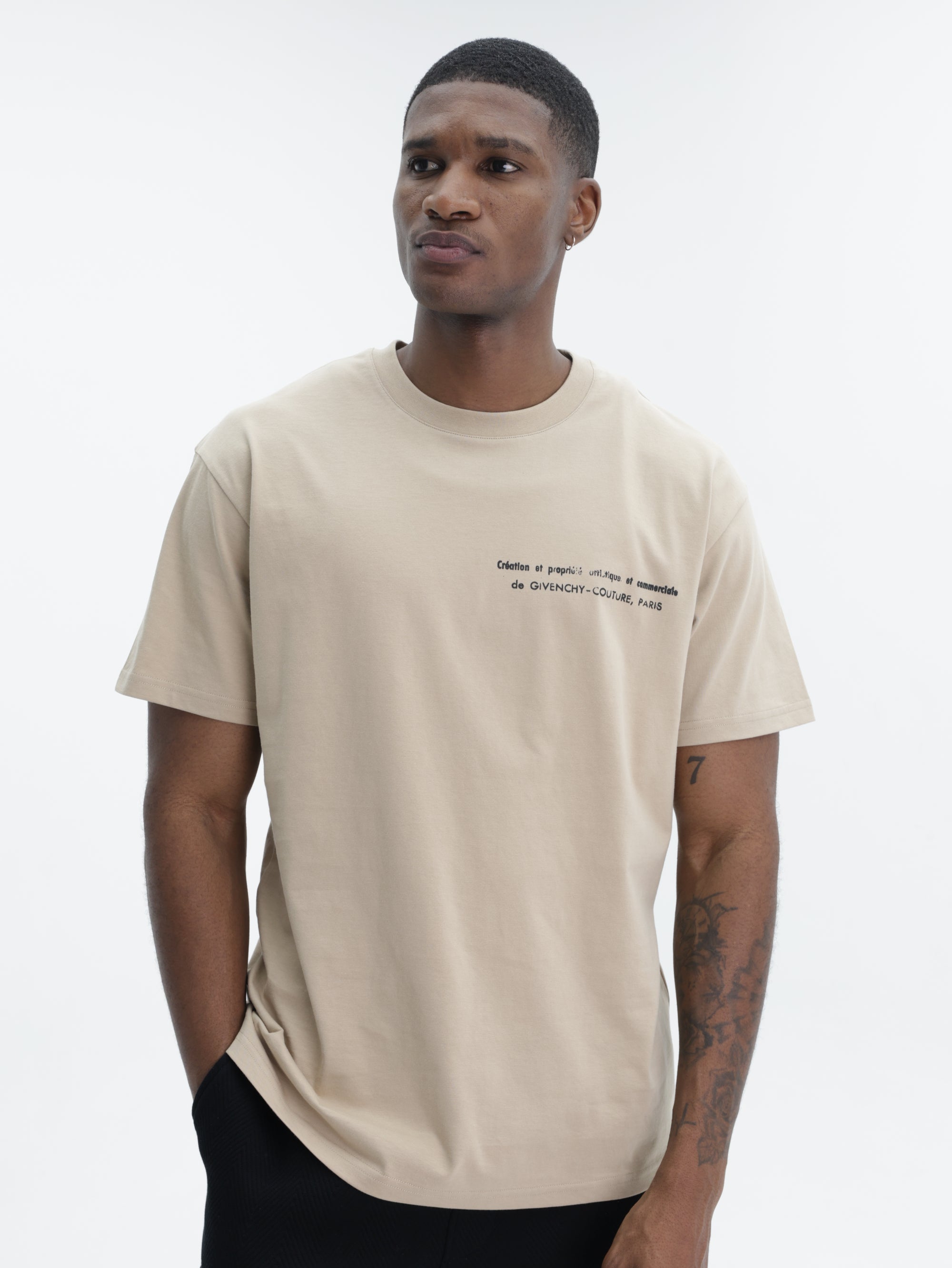 Givenchy T-Shirt Black Print Chest Crew Beige
