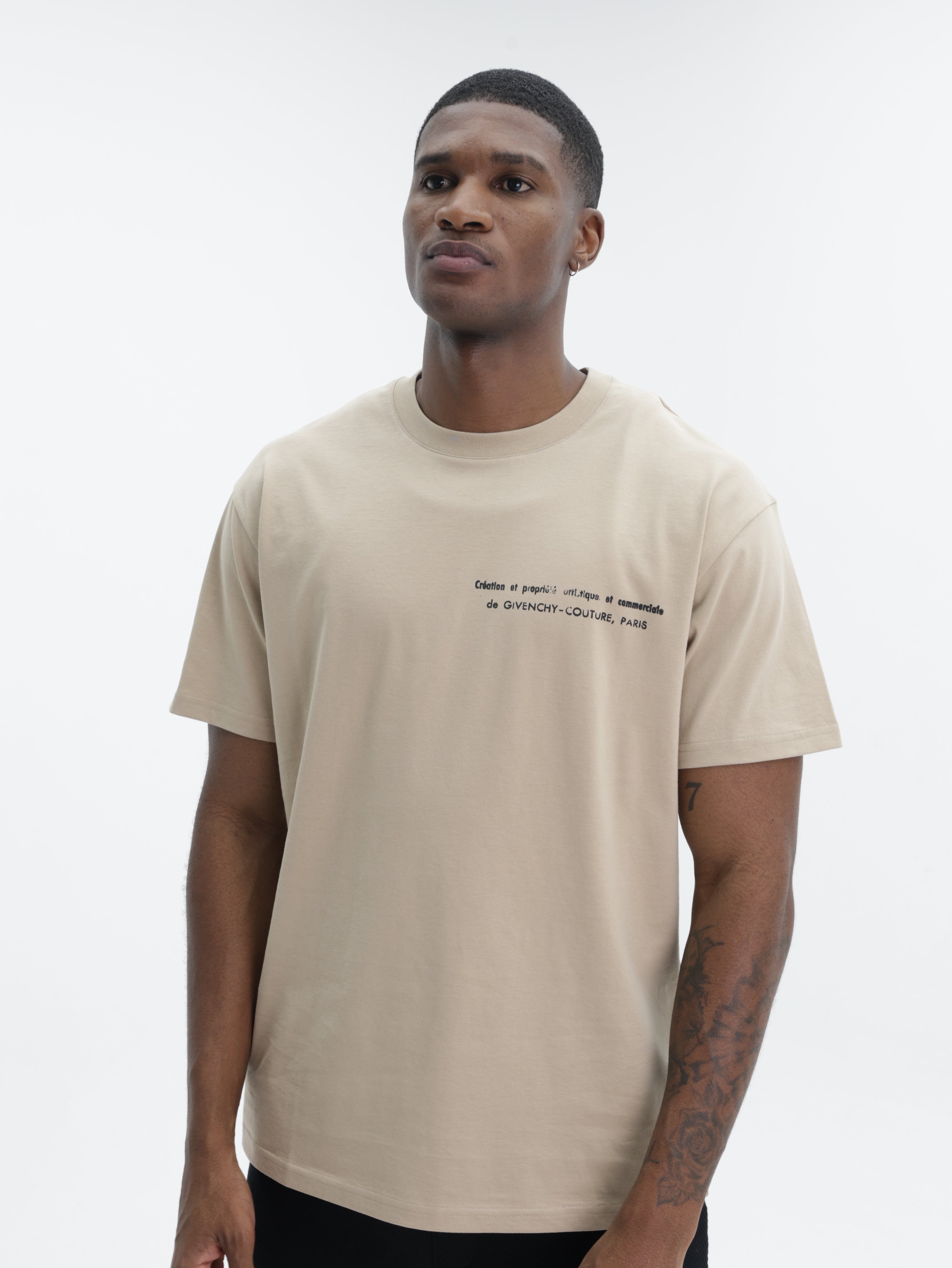 Givenchy T-Shirt Black Print Chest Crew Beige - AL Capone Premium
