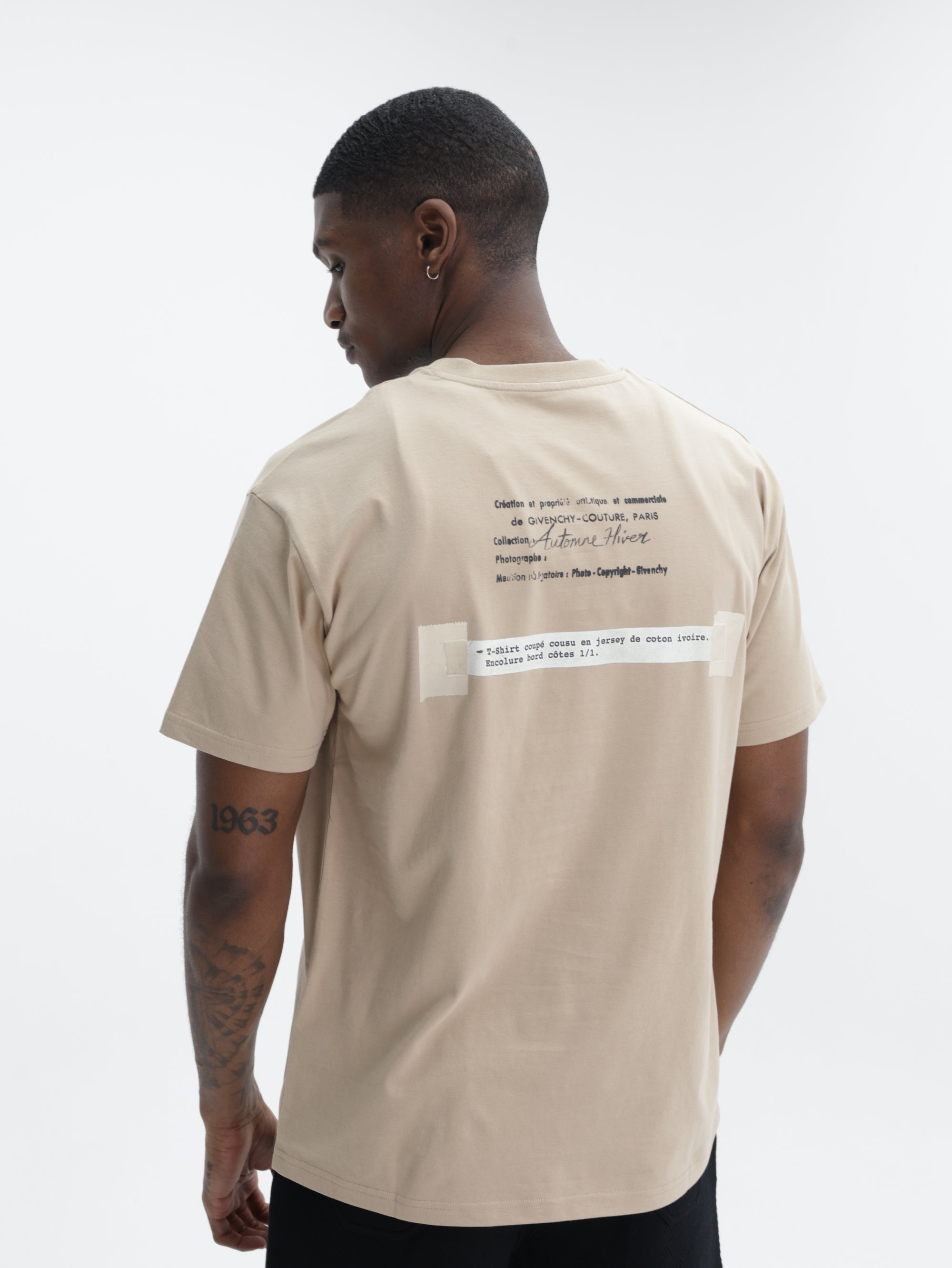 Givenchy T-Shirt Black Print Chest Crew Beige