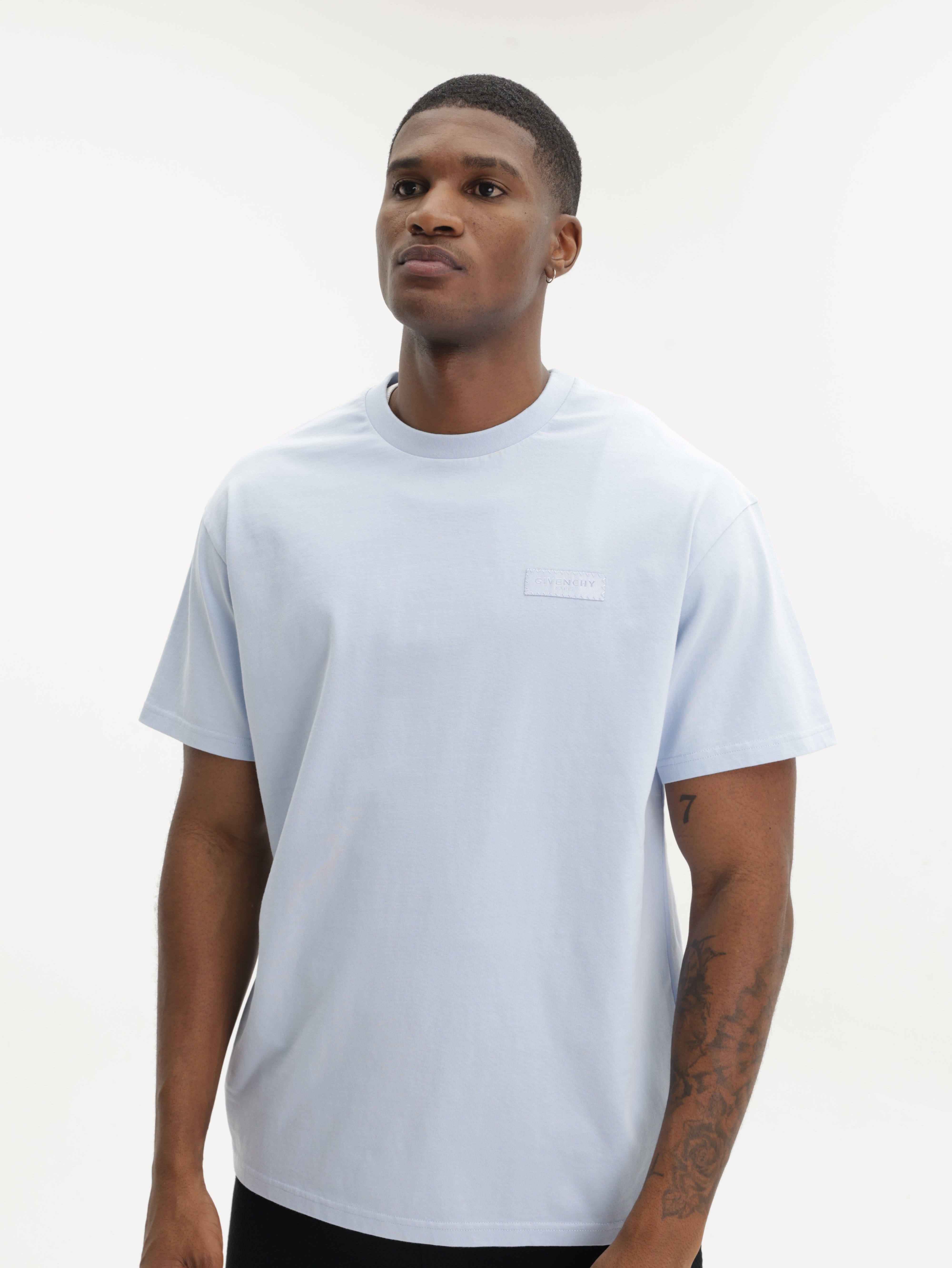 Givenchy T-Shirt Black Logo Crew Light Blue - AL Capone Premium