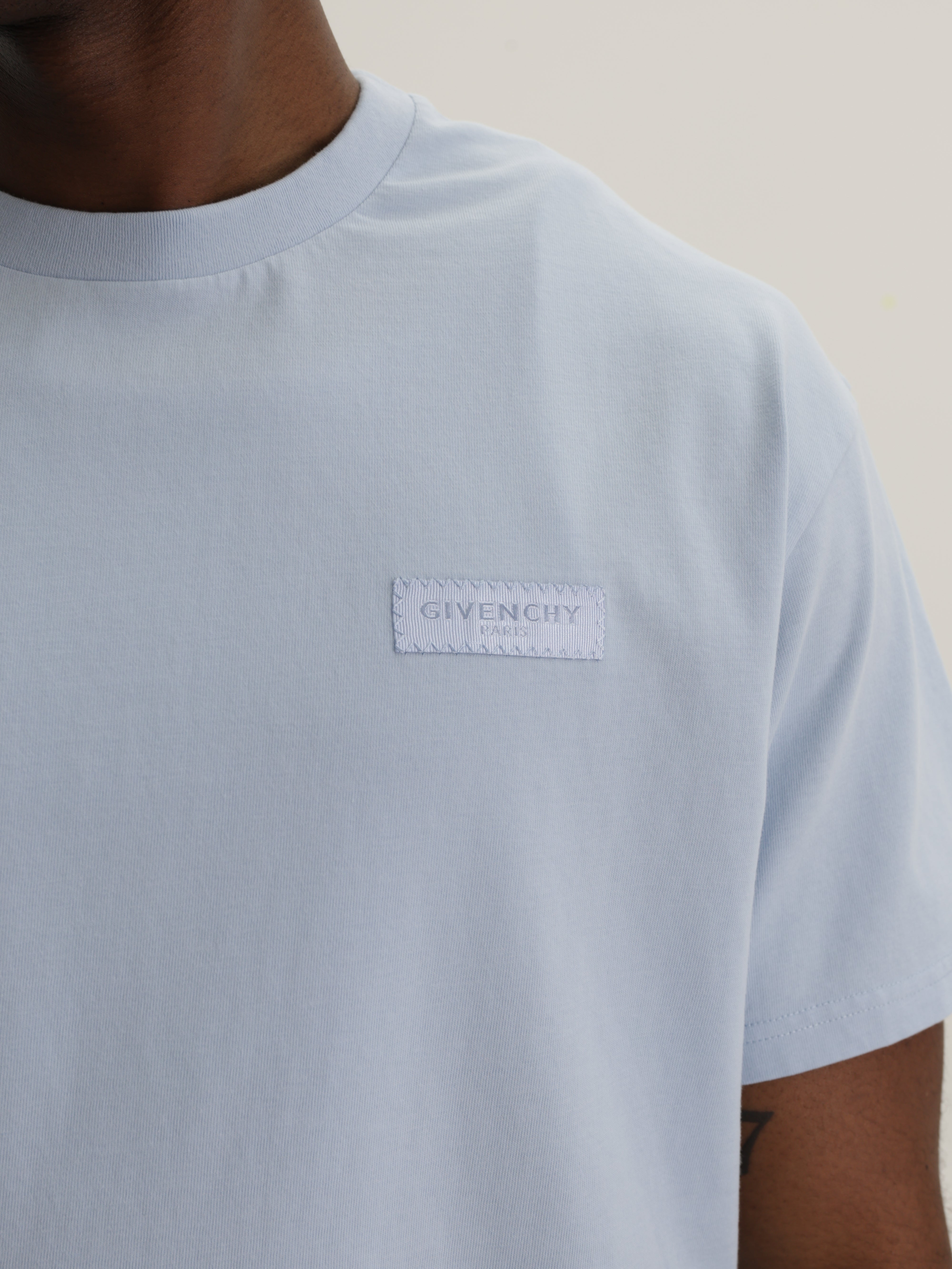 Givenchy T-Shirt Black Logo Crew Light Blue - AL Capone Premium