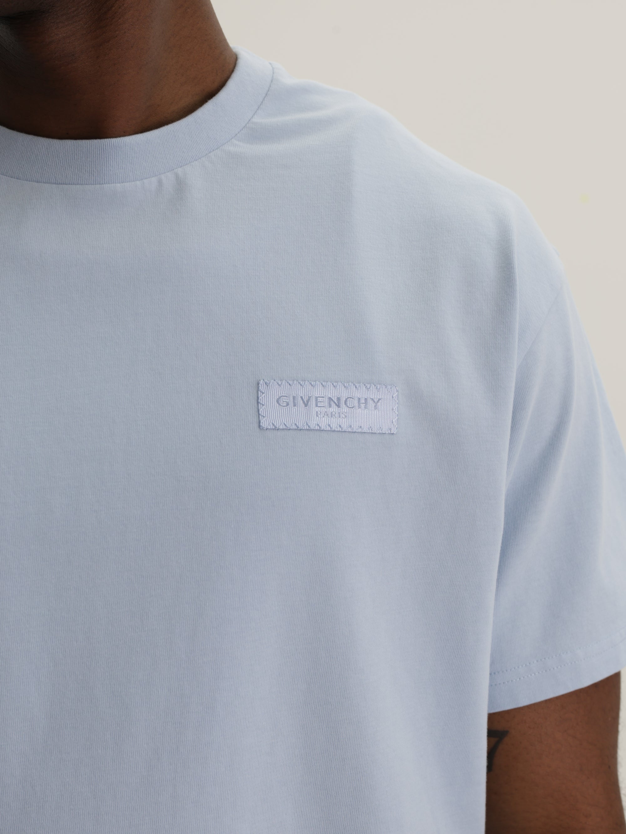 Givenchy T-Shirt Black Logo Crew Light Blue