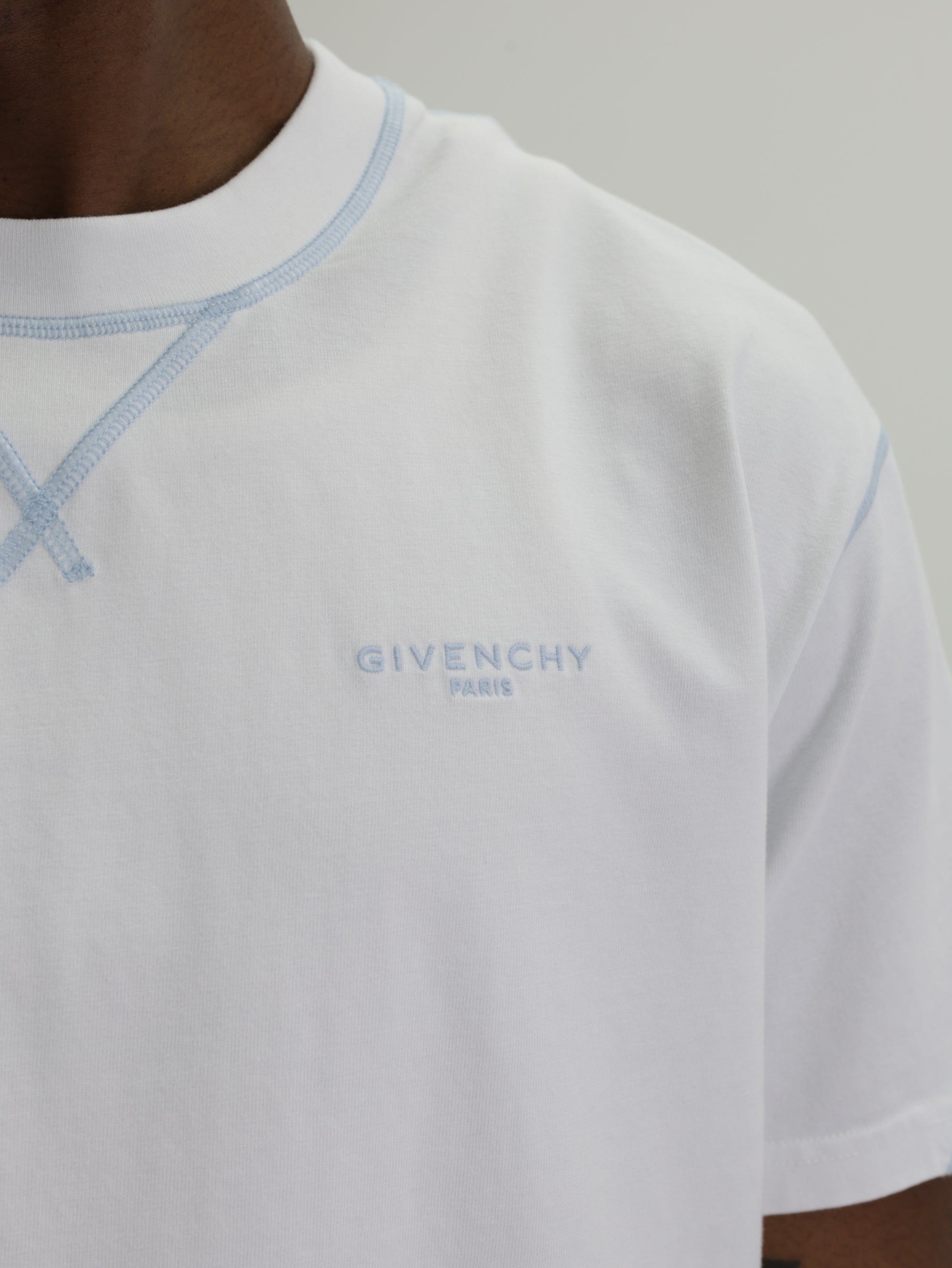 Givenchy T-Shirt V Embroided Neckline White