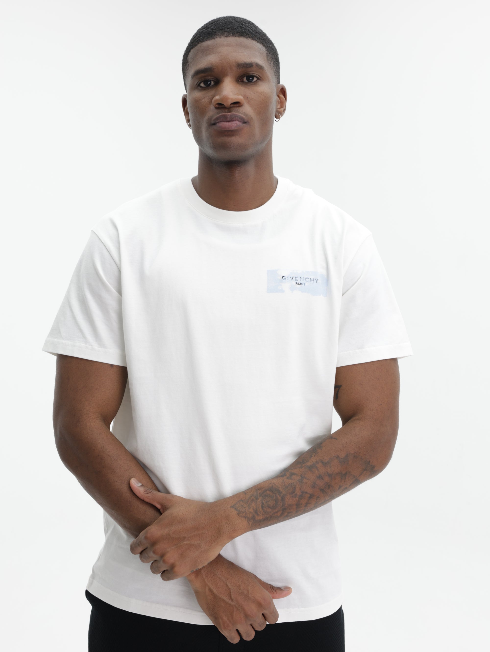 Givenchy T-Shirt Blue Logo Print White/Light Blue