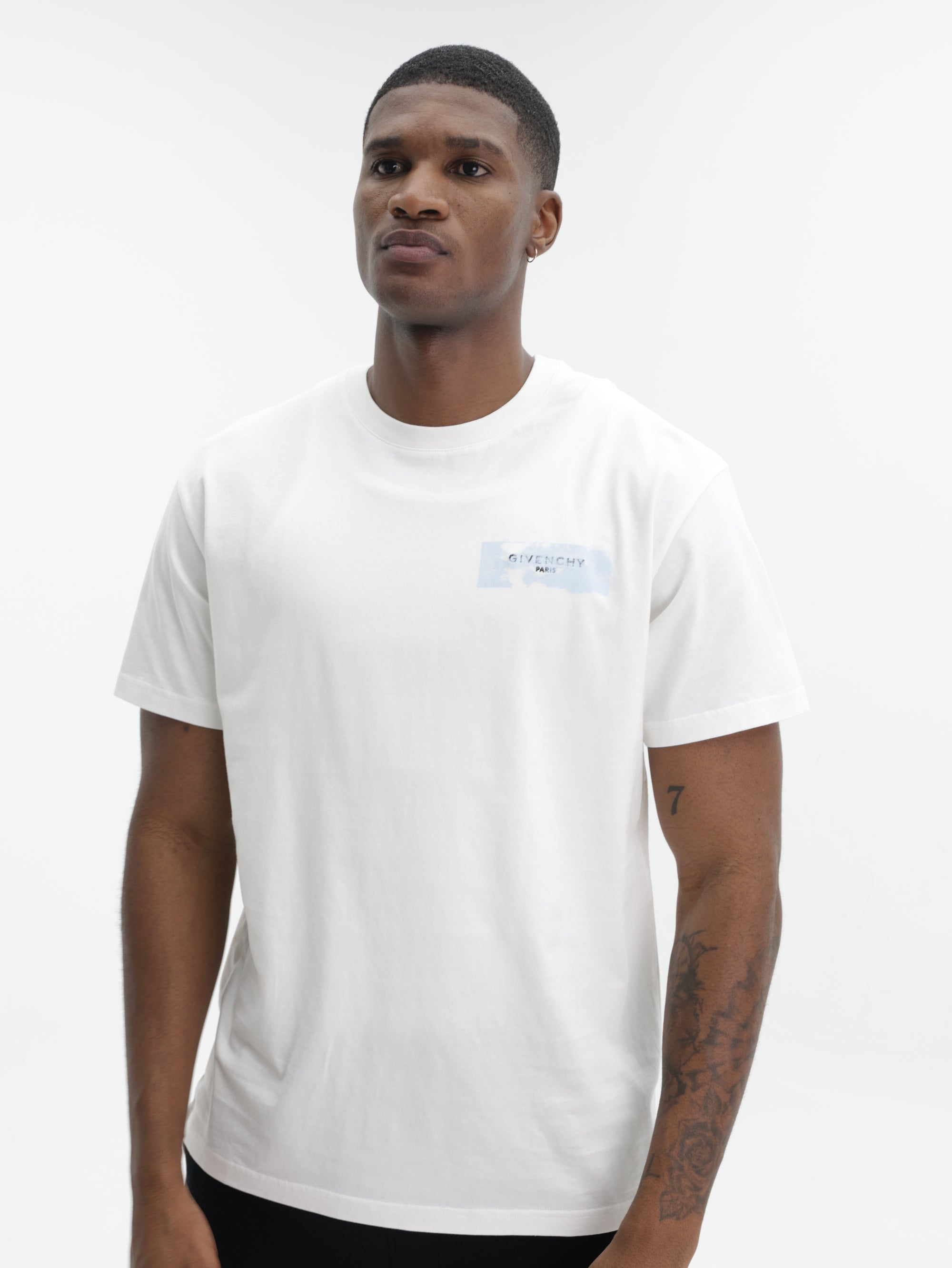 Givenchy T-Shirt Blue Logo Print White/Light Blue