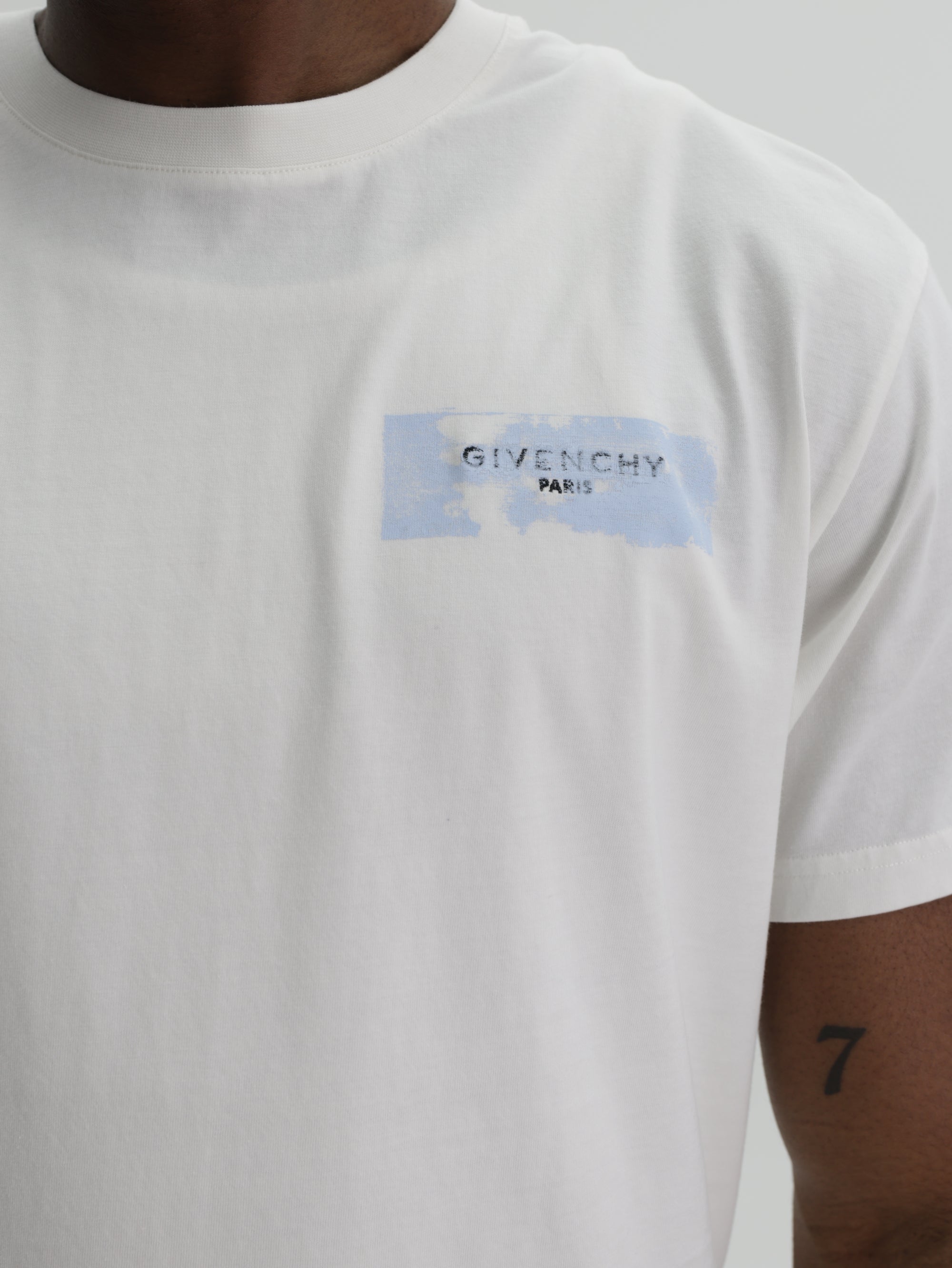 Givenchy T-Shirt Blue Logo Print White/Light Blue