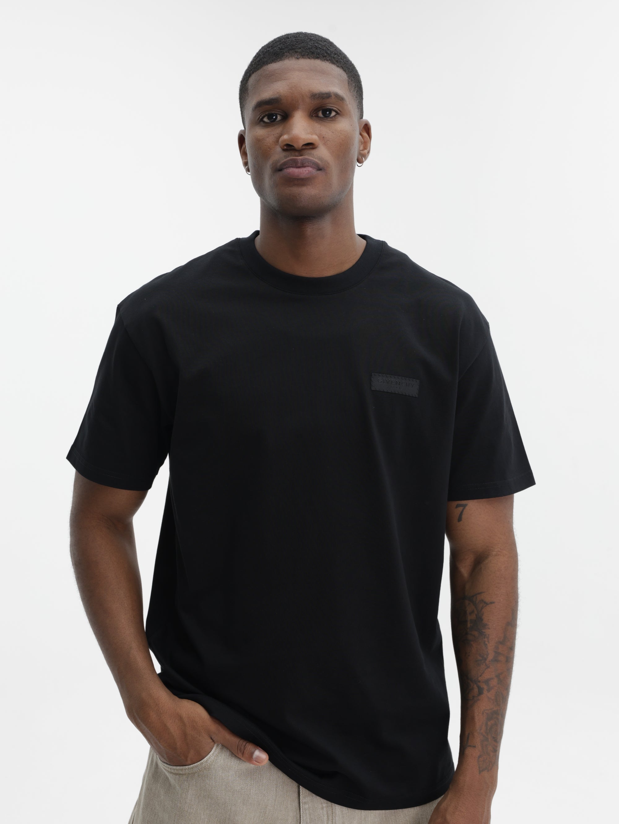 Givenchy T-Shirt Cuffed Arm Logo Black