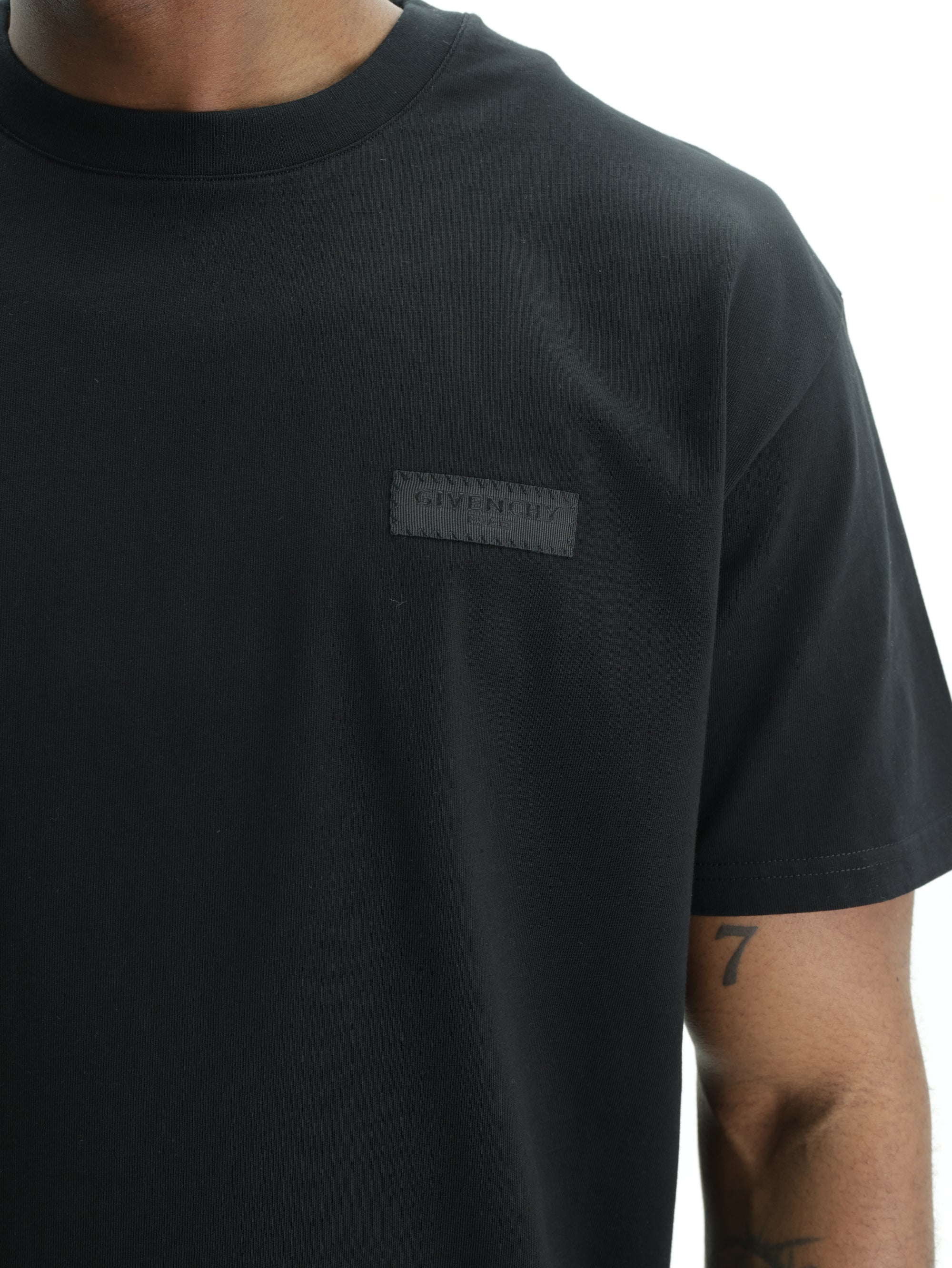 Givenchy T-Shirt Cuffed Arm Logo Black