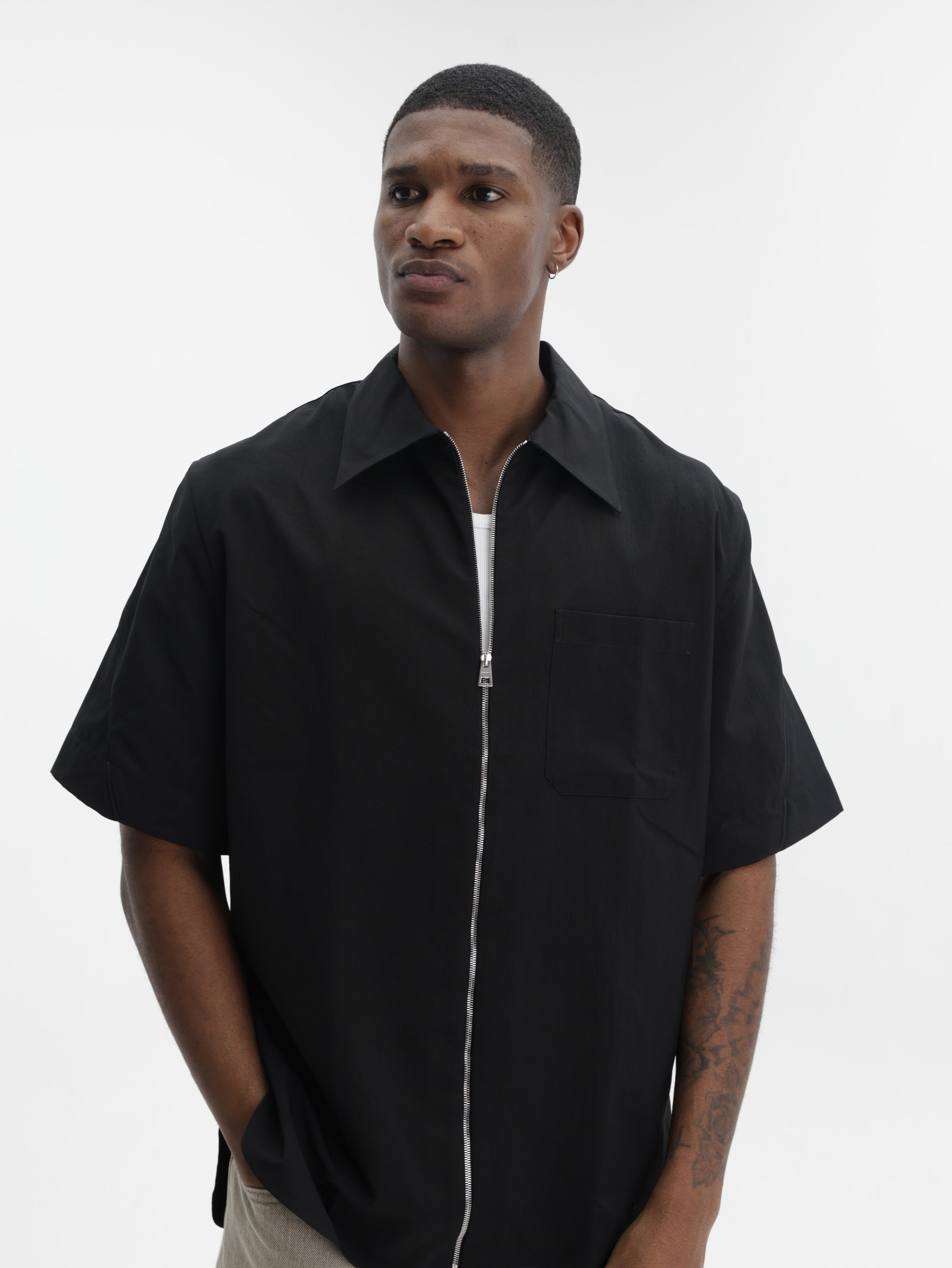 Givenchy Shirt Zip-up Short-Sleeve Black