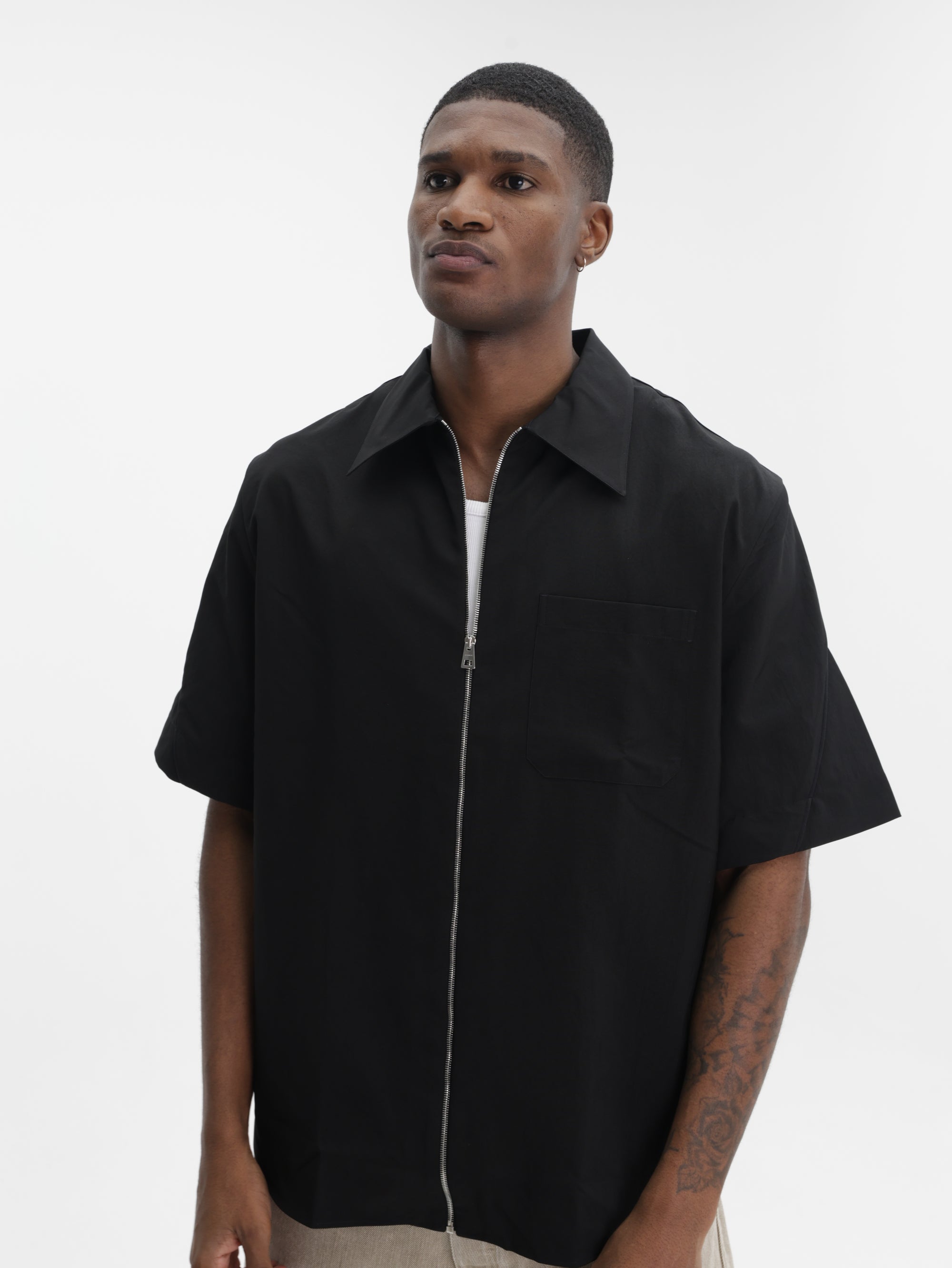 Givenchy Shirt Zip-up Short-Sleeve Black