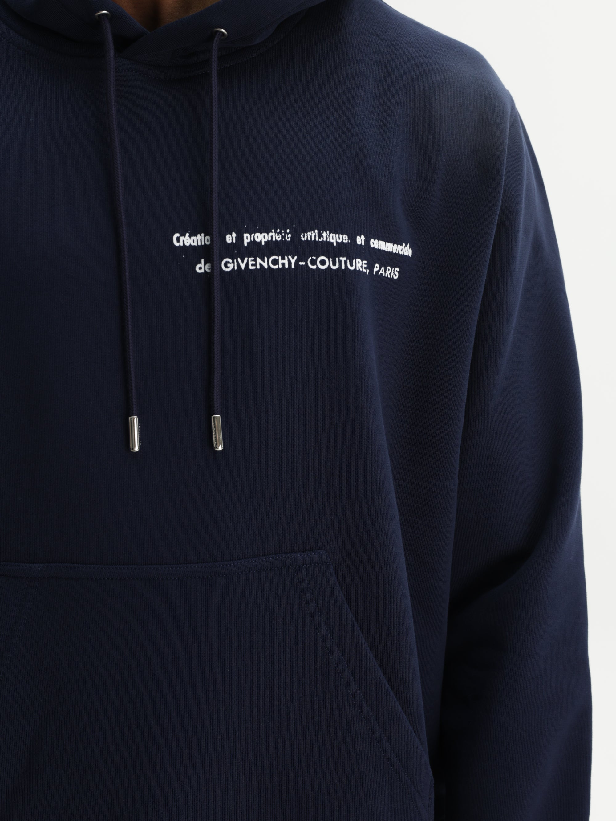 Givenchy Hoodie White Print Left Chest Night Blue