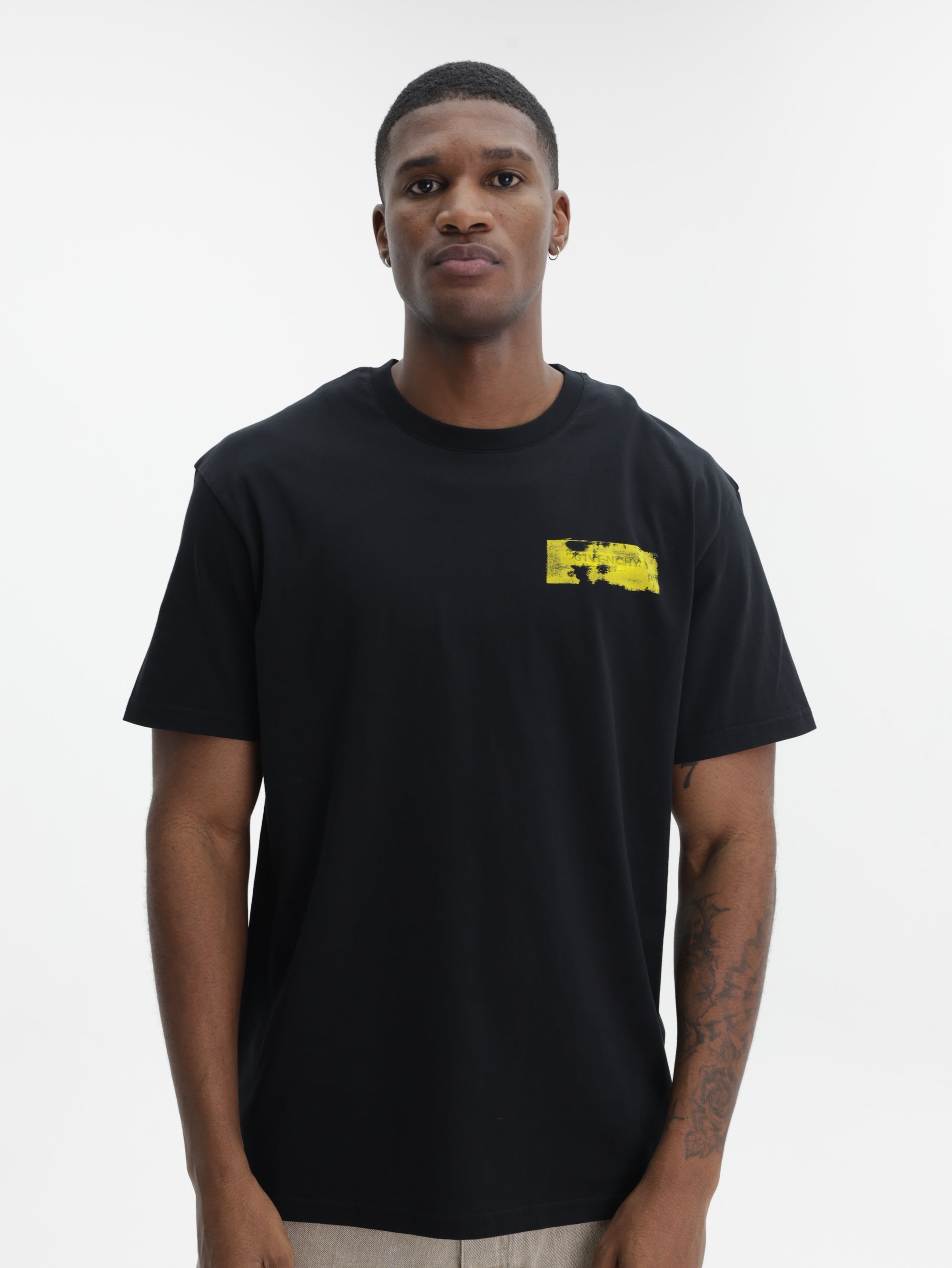 Givenchy T-Shirt Yellow Logo Print Black
