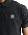 Stone Island Golfer Shirt Embroidered Logo Black