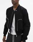 Rick Owens Jacket Silver Zip Pockets Black