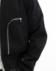 Rick Owens Jacket Silver Zip Pockets Black