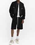 Rick Owens Shorts White Draw String Black