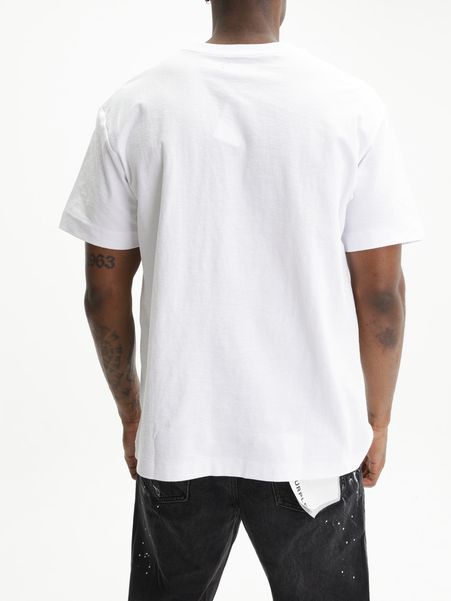 Purple T-Shirt Cube Logo Print White