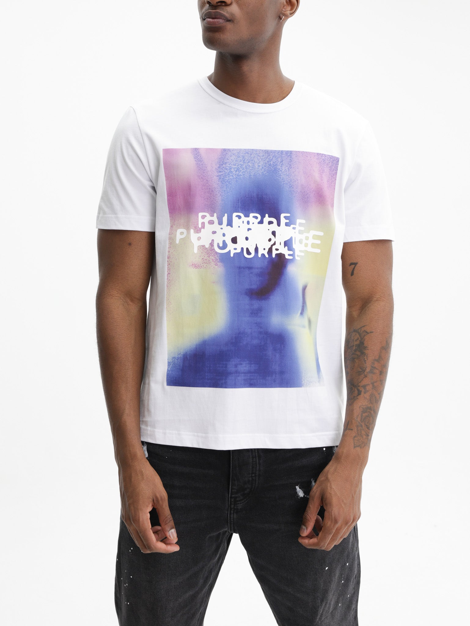 Purple T-Shirt Graphic Print Logo White