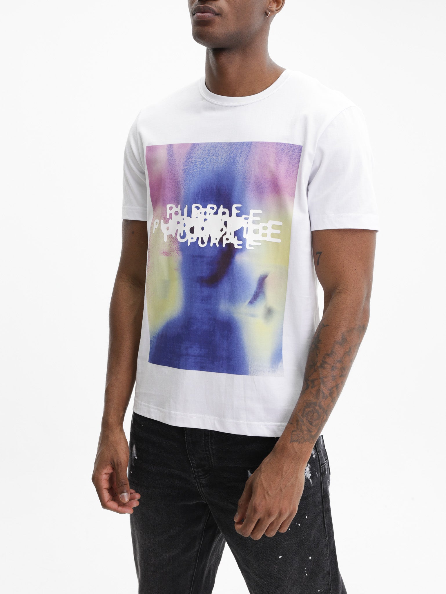 Purple T-Shirt Graphic Print Logo White