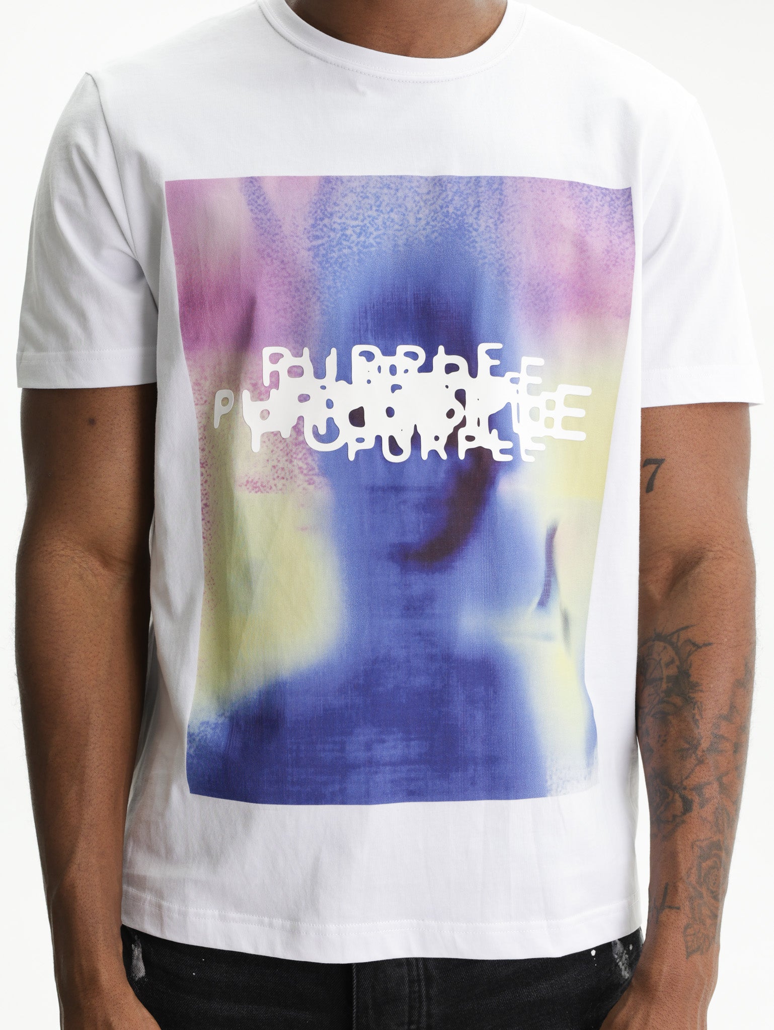 Purple T-Shirt Graphic Print Logo White