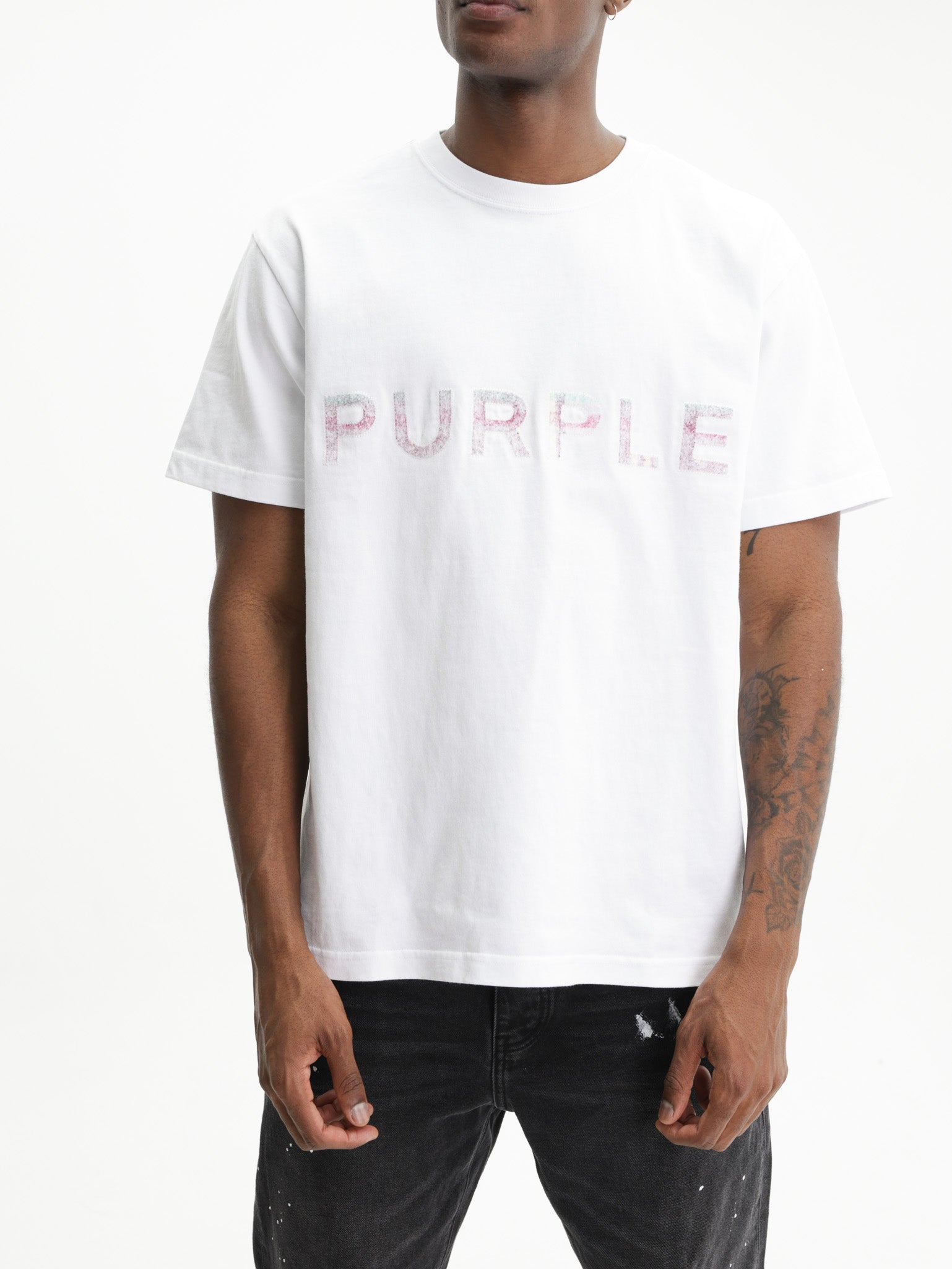 Purple T-Shirt Multi Col Logo  White