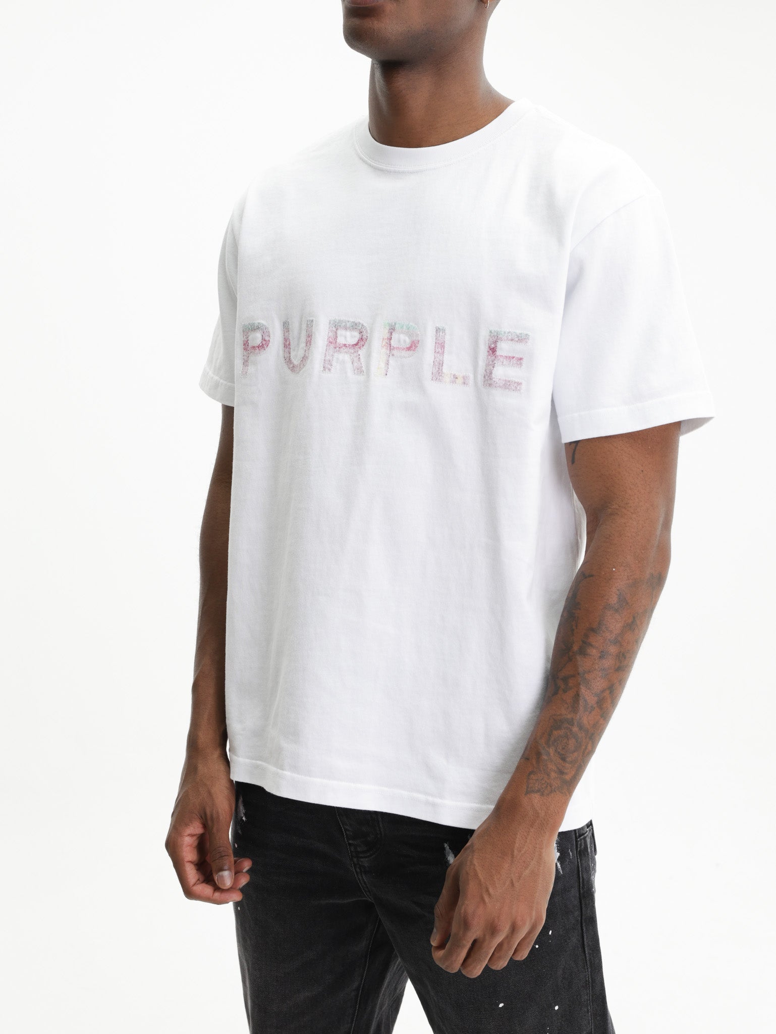 Purple T-Shirt Multi Col Logo  White
