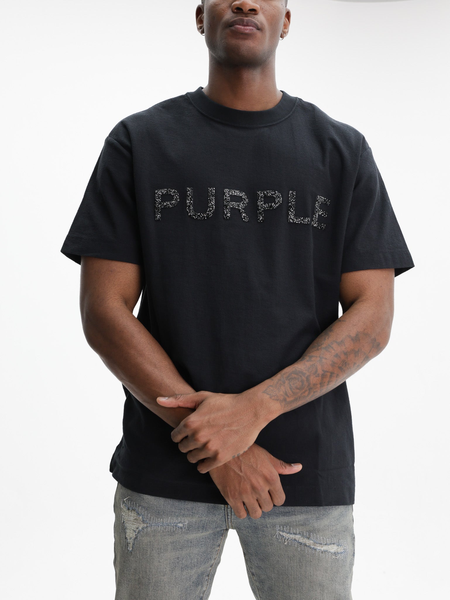 Purple T-Shirt Bling Logo  Black