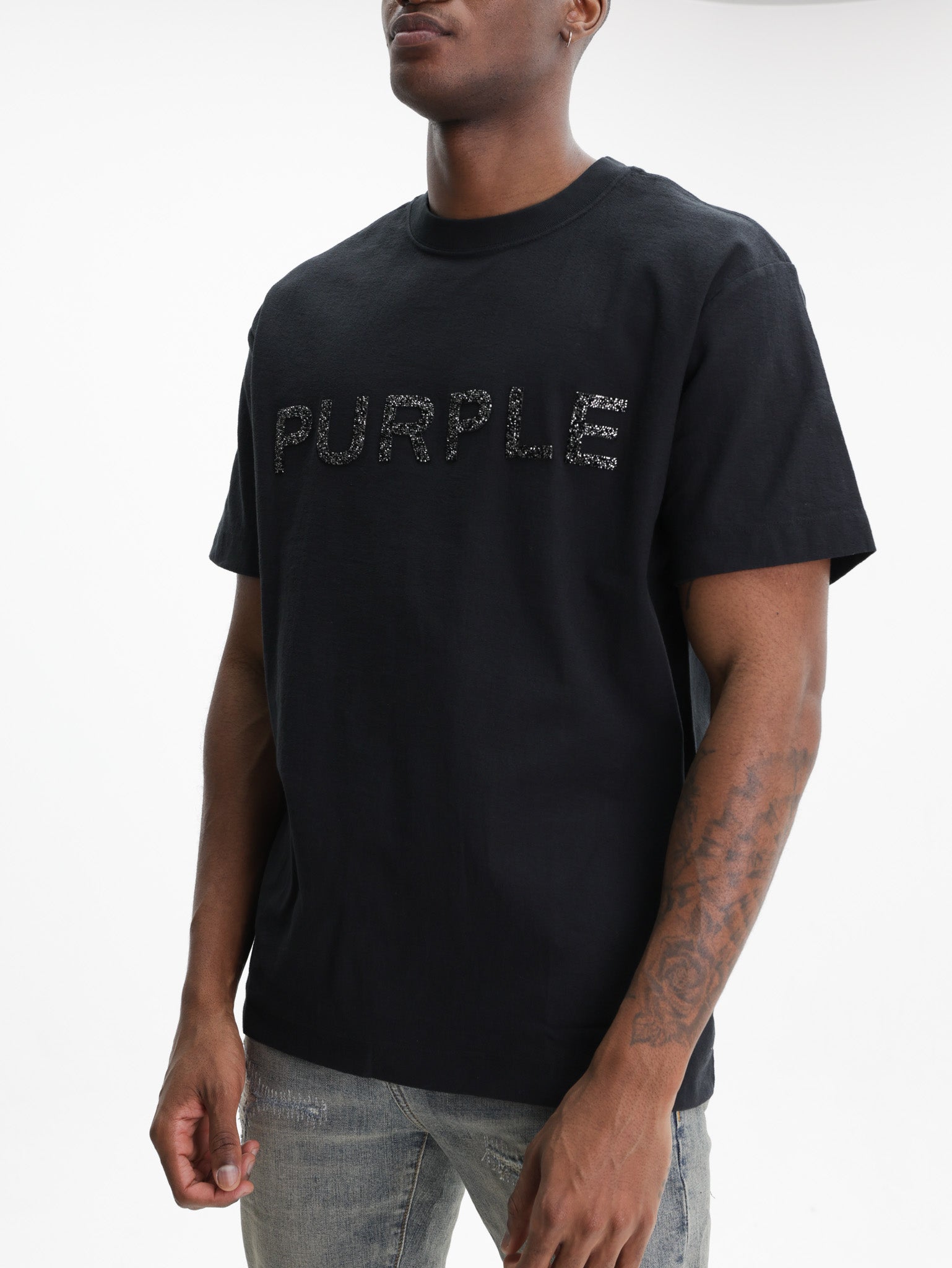 Purple T-Shirt Bling Logo  Black