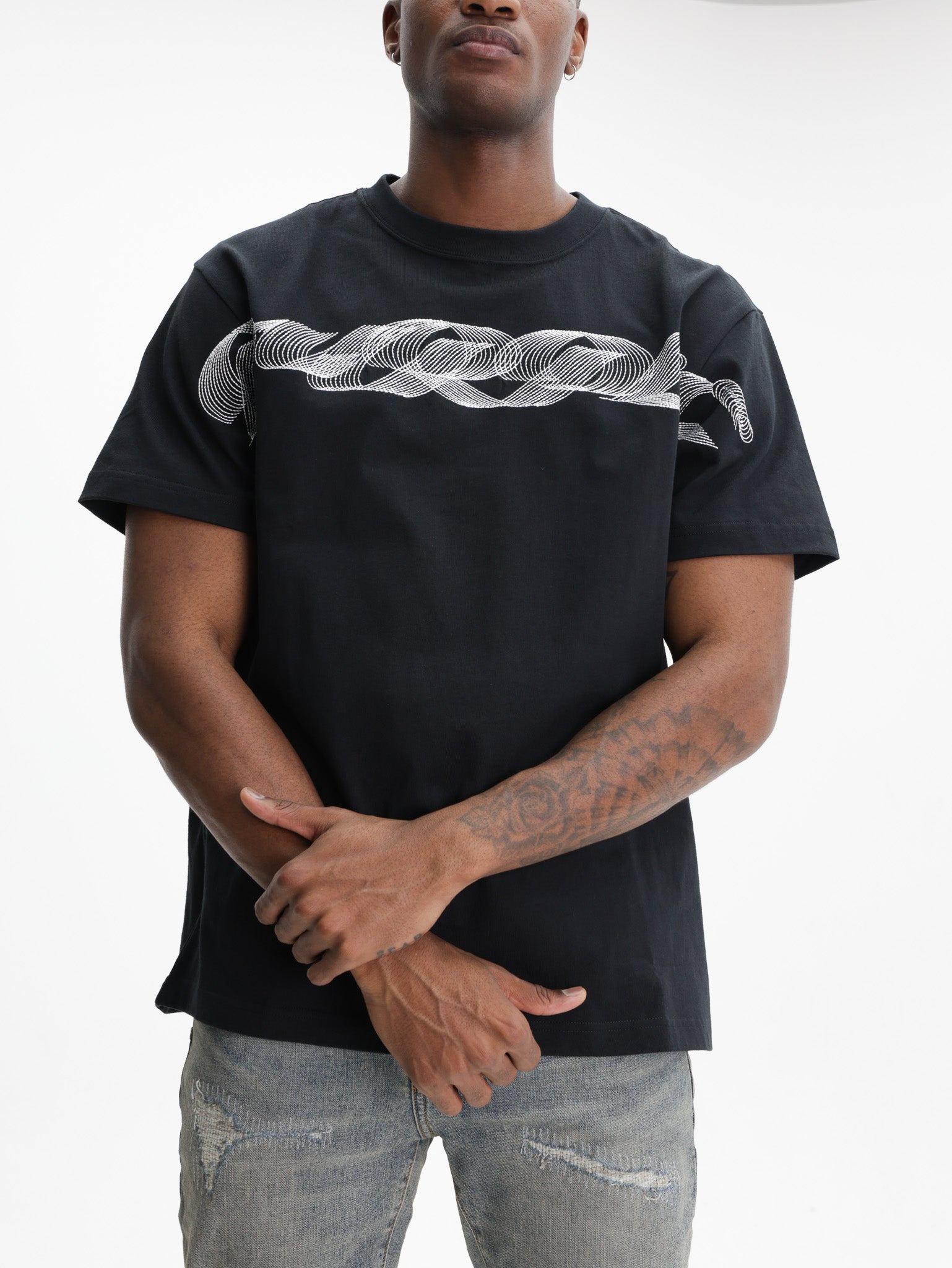 Purple T-Shirt Blur Logo Print Black