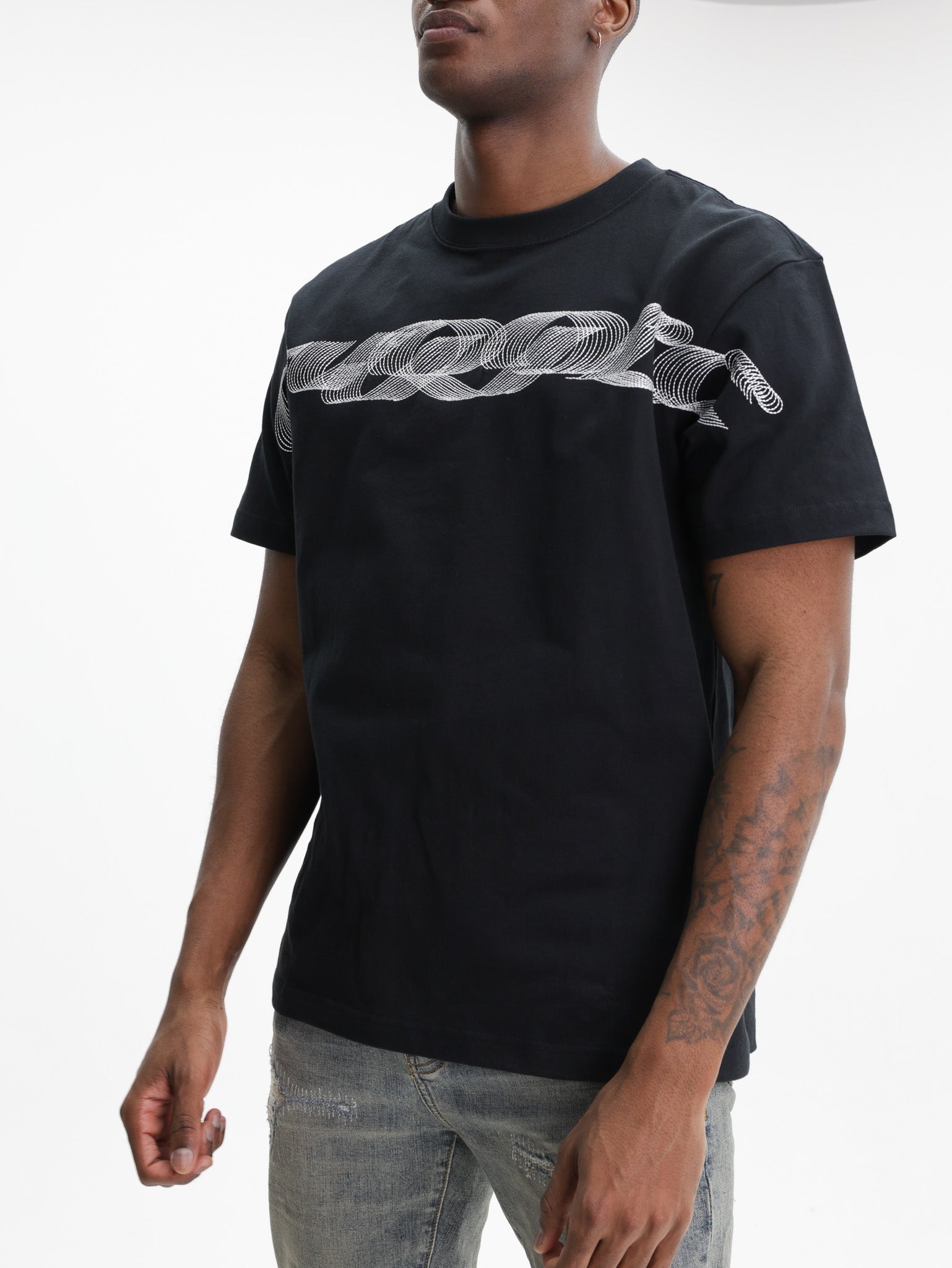 Purple T-Shirt Blur Logo Print Black