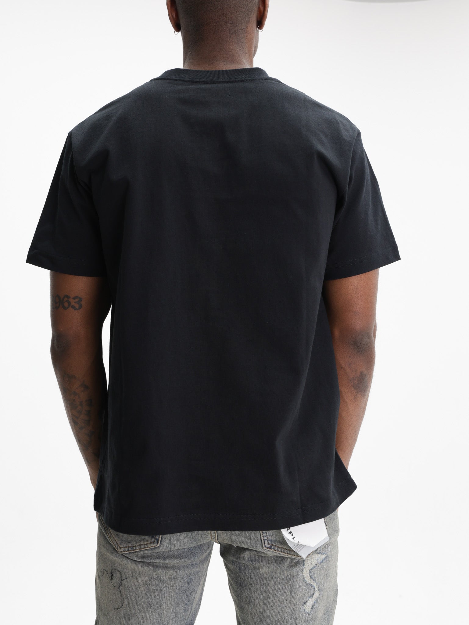 Purple T-Shirt Blur Logo Print Black