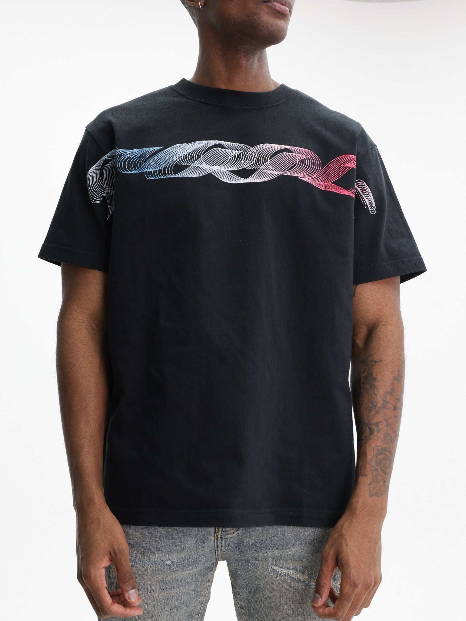 Purple T-Shirt Blur Multi Co Print  Black
